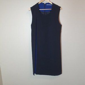 Jane Lamerton Dress Sze16 black blue Straight shift 2 tone office formal